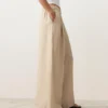 Pantaloni a gamba larga a righe in 100% lino