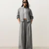 Pantaloni a gamba larga a righe in 100% lino