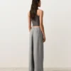 Pantaloni a gamba larga a righe in 100% lino