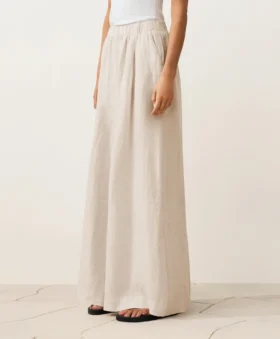 Pantaloni a gamba larga in 100% lino