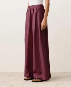 Pantaloni a gamba larga in 100% lino