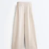 Pantaloni a gamba larga in 100% lino
