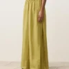 Pantaloni a gamba larga in 100% lino con piega laterale