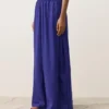 Pantaloni a gamba larga in 100% lino con piega laterale