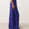 Pantaloni a gamba larga in 100% lino con piega laterale