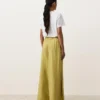 Pantaloni a gamba larga in 100% lino con piega laterale