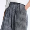 Pantaloni a gamba larga in misto cotone a quadri