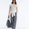 Pantaloni a gamba larga in misto cotone a quadri