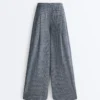 Pantaloni a gamba larga in misto cotone a quadri