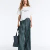 Pantaloni a gamba larga in misto cotone a righe