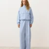 Pantaloni a gamba larga in misto cotone a righe