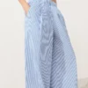 Pantaloni a gamba larga in misto cotone a righe