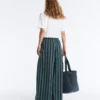 Pantaloni a gamba larga in misto cotone a righe