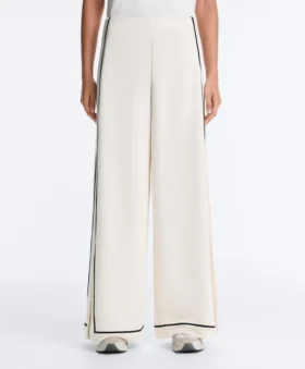 Pantaloni a gamba larga in modal Soft Touch con bordino a contrasto