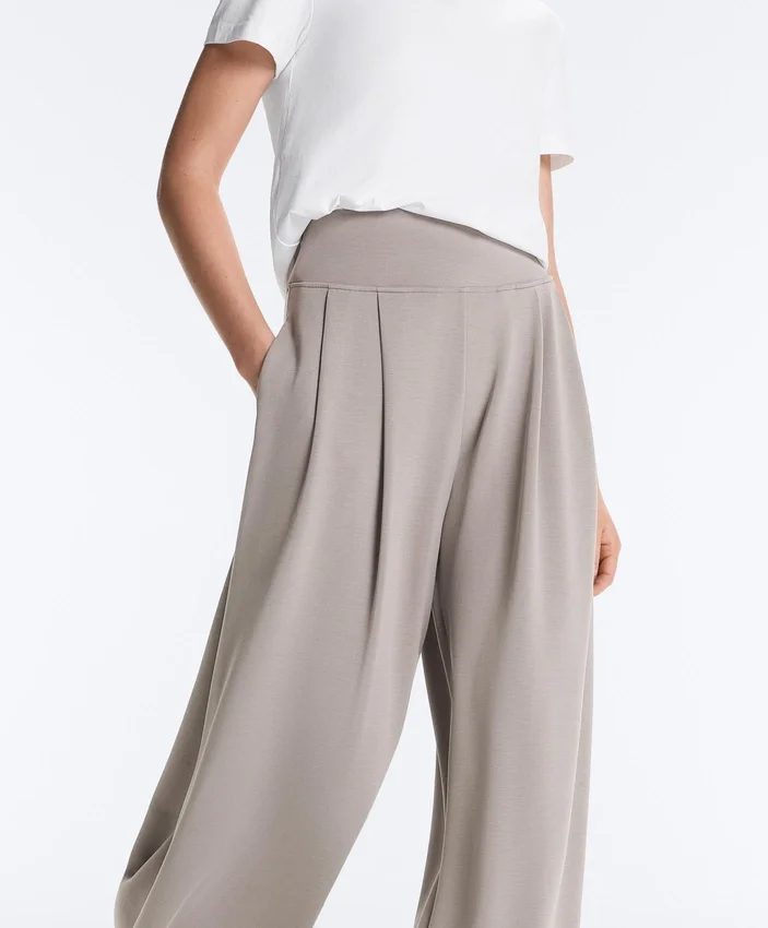 Pantaloni a gamba larga in modal Soft Touch con dettaglio a corsetto Pantaloni a gamba larga in modal Soft Touch con dettaglio a corsetto