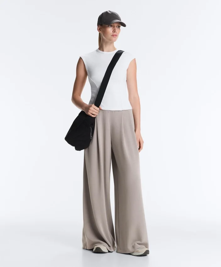 Pantaloni a gamba larga in modal Soft Touch con dettaglio a corsetto Pantaloni a gamba larga in modal Soft Touch con dettaglio a corsetto