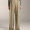 Pantaloni a gamba larga in modal Soft Touch con dettaglio a pieghe in vita Pantaloni a gamba larga in modal Soft Touch con dettaglio a pieghe in vita