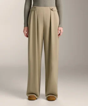 Pantaloni a gamba larga in modal Soft Touch con dettaglio a pieghe in vita