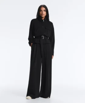 Pantaloni a gamba larga in modal Soft Touch con dettaglio a pieghe in vita