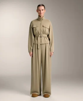 Pantaloni a gamba larga in modal Soft Touch con dettaglio a pieghe in vita