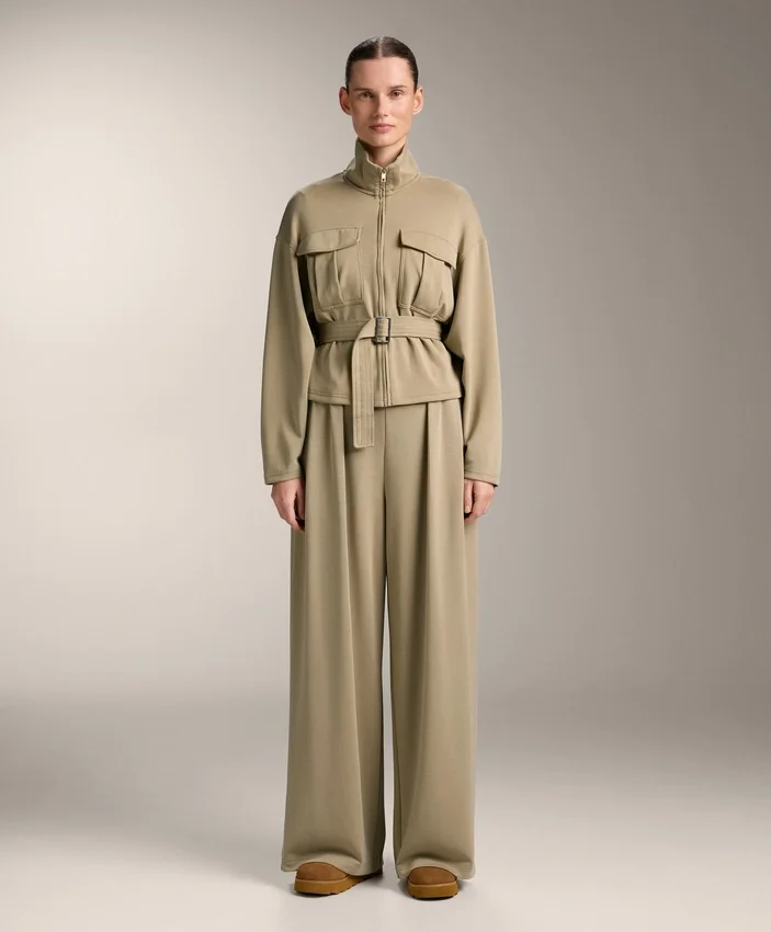 Pantaloni a gamba larga in modal Soft Touch con dettaglio a pieghe in vita Pantaloni a gamba larga in modal Soft Touch con dettaglio a pieghe in vita
