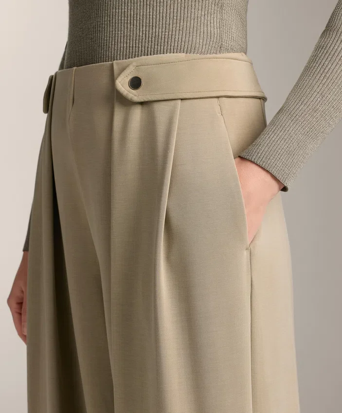 Pantaloni a gamba larga in modal Soft Touch con dettaglio a pieghe in vita Pantaloni a gamba larga in modal Soft Touch con dettaglio a pieghe in vita