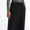 Pantaloni a gamba larga in modal Soft Touch con dettaglio a pieghe in vita Pantaloni a gamba larga in modal Soft Touch con dettaglio a pieghe in vita