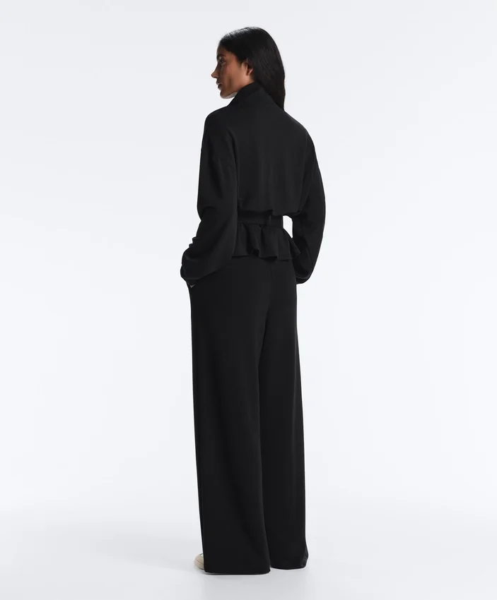 Pantaloni a gamba larga in modal Soft Touch con dettaglio a pieghe in vita Pantaloni a gamba larga in modal Soft Touch con dettaglio a pieghe in vita