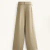 Pantaloni a gamba larga in modal Soft Touch con dettaglio a pieghe in vita Pantaloni a gamba larga in modal Soft Touch con dettaglio a pieghe in vita