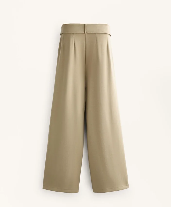 Pantaloni a gamba larga in modal Soft Touch con dettaglio a pieghe in vita Pantaloni a gamba larga in modal Soft Touch con dettaglio a pieghe in vita