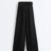 Pantaloni a gamba larga in modal Soft Touch con dettaglio a pieghe in vita Pantaloni a gamba larga in modal Soft Touch con dettaglio a pieghe in vita