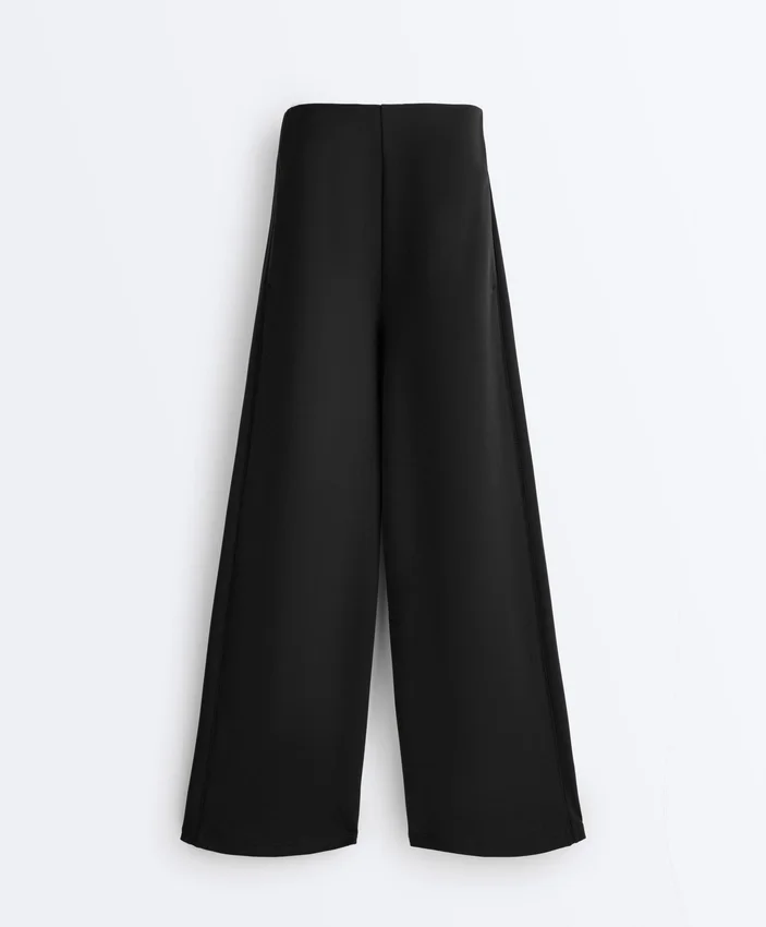 Pantaloni a gamba larga in modal Soft Touch con orlo a giorno Pantaloni a gamba larga in modal Soft Touch con orlo a giorno