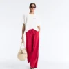 Pantaloni a gamba larga in piqué con pieghe e cotone Pantaloni a gamba larga in piqué con pieghe e cotone