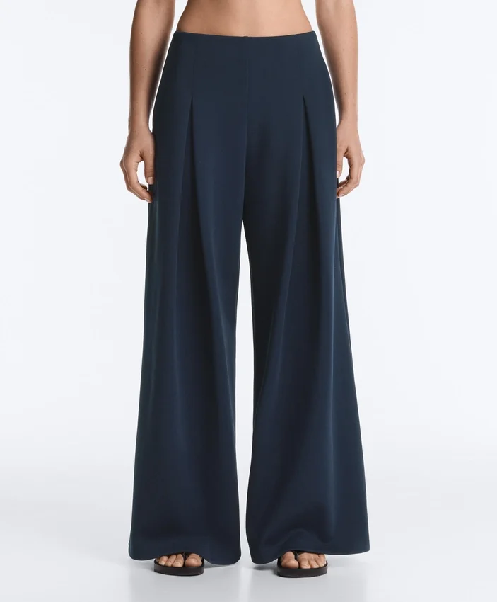 Pantaloni a gamba larga in piqué di cotone Pantaloni a gamba larga in piqué di cotone