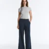 Pantaloni a gamba larga in piqué di cotone Pantaloni a gamba larga in piqué di cotone