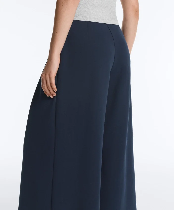 Pantaloni a gamba larga in piqué di cotone Pantaloni a gamba larga in piqué di cotone
