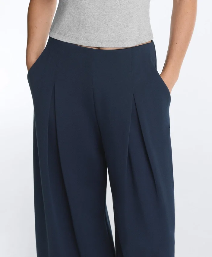 Pantaloni a gamba larga in piqué di cotone Pantaloni a gamba larga in piqué di cotone