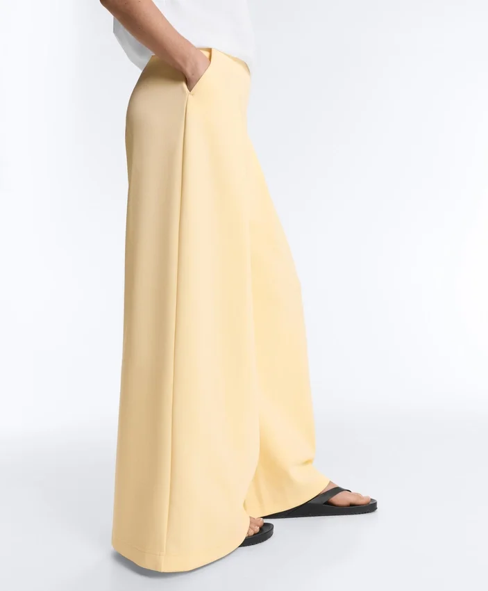Pantaloni a gamba larga in piqué di cotone Pantaloni a gamba larga in piqué di cotone