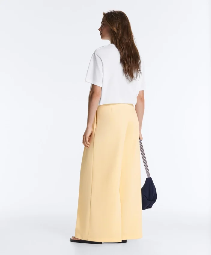 Pantaloni a gamba larga in piqué di cotone Pantaloni a gamba larga in piqué di cotone