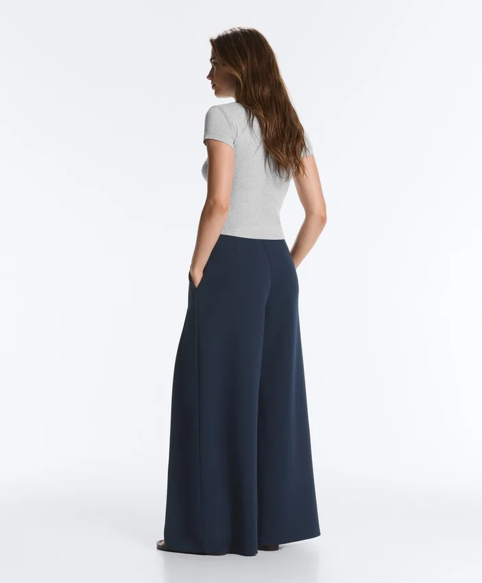 Pantaloni a gamba larga in piqué di cotone Pantaloni a gamba larga in piqué di cotone
