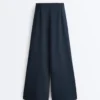 Pantaloni a gamba larga in piqué di cotone Pantaloni a gamba larga in piqué di cotone