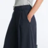 Pantaloni a gamba larga in piqué di cotone gessato Pantaloni a gamba larga in piqué di cotone gessato