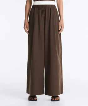 Pantaloni a gamba larga in popeline 100% cotone