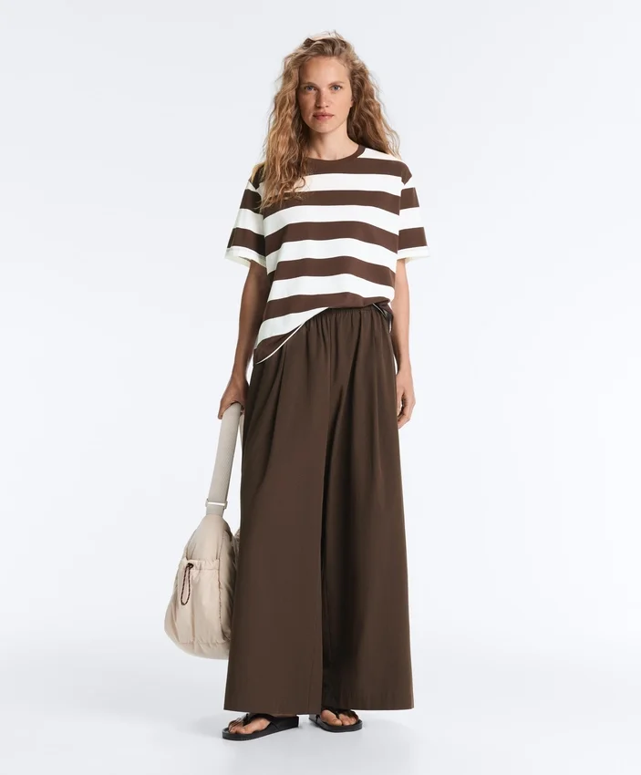 Pantaloni a gamba larga in popeline 100% cotone Pantaloni a gamba larga in popeline 100% cotone