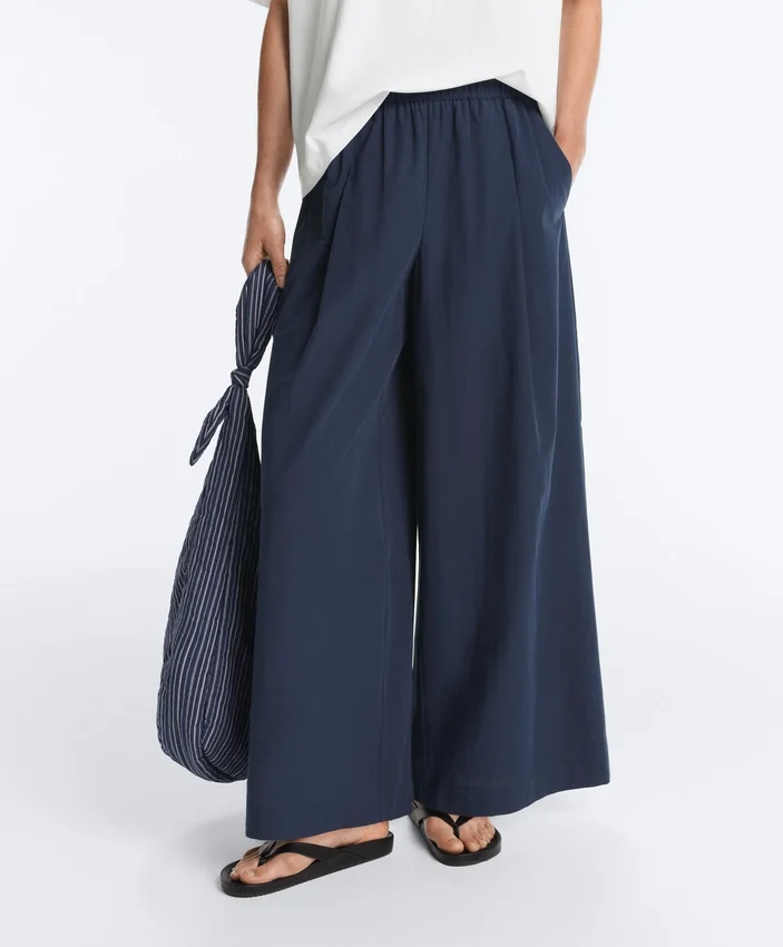 Pantaloni a gamba larga in popeline 100% cotone Pantaloni a gamba larga in popeline 100% cotone