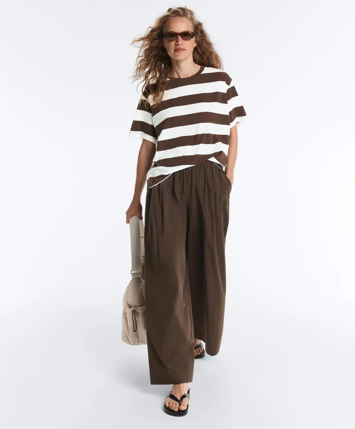 Pantaloni a gamba larga in popeline 100% cotone Pantaloni a gamba larga in popeline 100% cotone