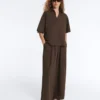 Pantaloni a gamba larga in popeline 100% cotone Pantaloni a gamba larga in popeline 100% cotone