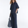 Pantaloni a gamba larga in popeline 100% cotone Pantaloni a gamba larga in popeline 100% cotone