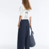 Pantaloni a gamba larga in popeline 100% cotone Pantaloni a gamba larga in popeline 100% cotone