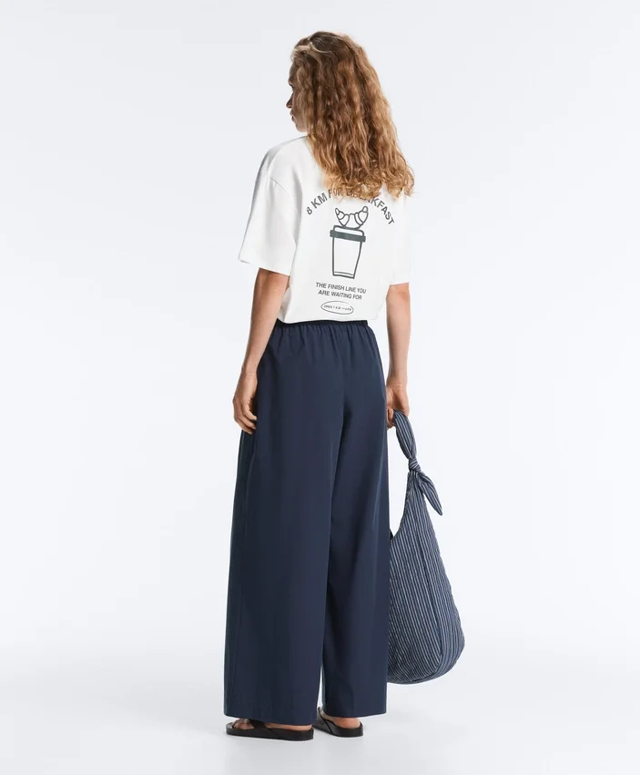 Pantaloni a gamba larga in popeline 100% cotone Pantaloni a gamba larga in popeline 100% cotone